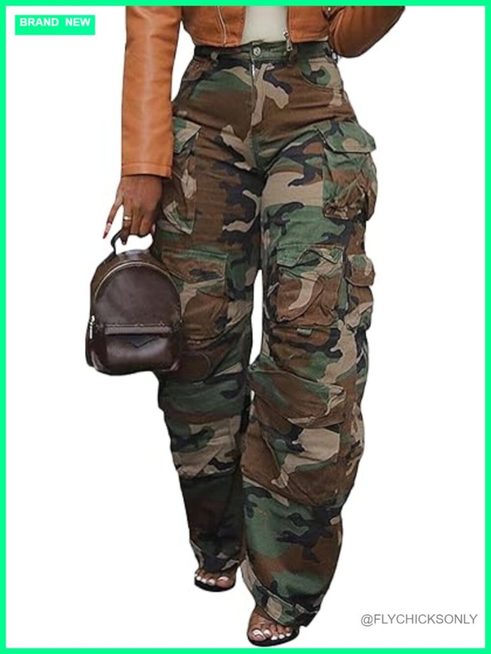Baggy Cargo Jeans High Waisted Straight Leg Ripped Streetwear Stretchy Denim